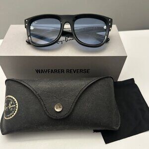 Ray Ban Wayfarer Reverse Lenny Kravitz Sunglasses Black Frame / Blue Lens